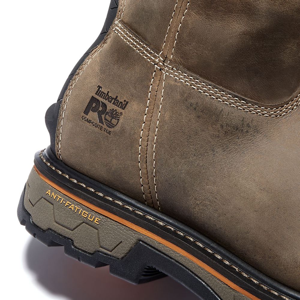 Timberland Pro Μποτακια Ανδρικα Καφε - True Grit Waterproof Soft-Toe Pull-On - Greece 2198503-BR